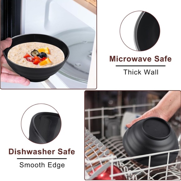 5for$10 Two 34oz Plastic Bowls Reusable Kitchen Unbreakable Soup Bowls for Kids - Picture 4 of 7